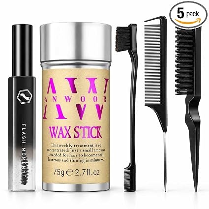 AnWoor Hair Wax Stick Slick Back Brush Taming Wand 5Pcs