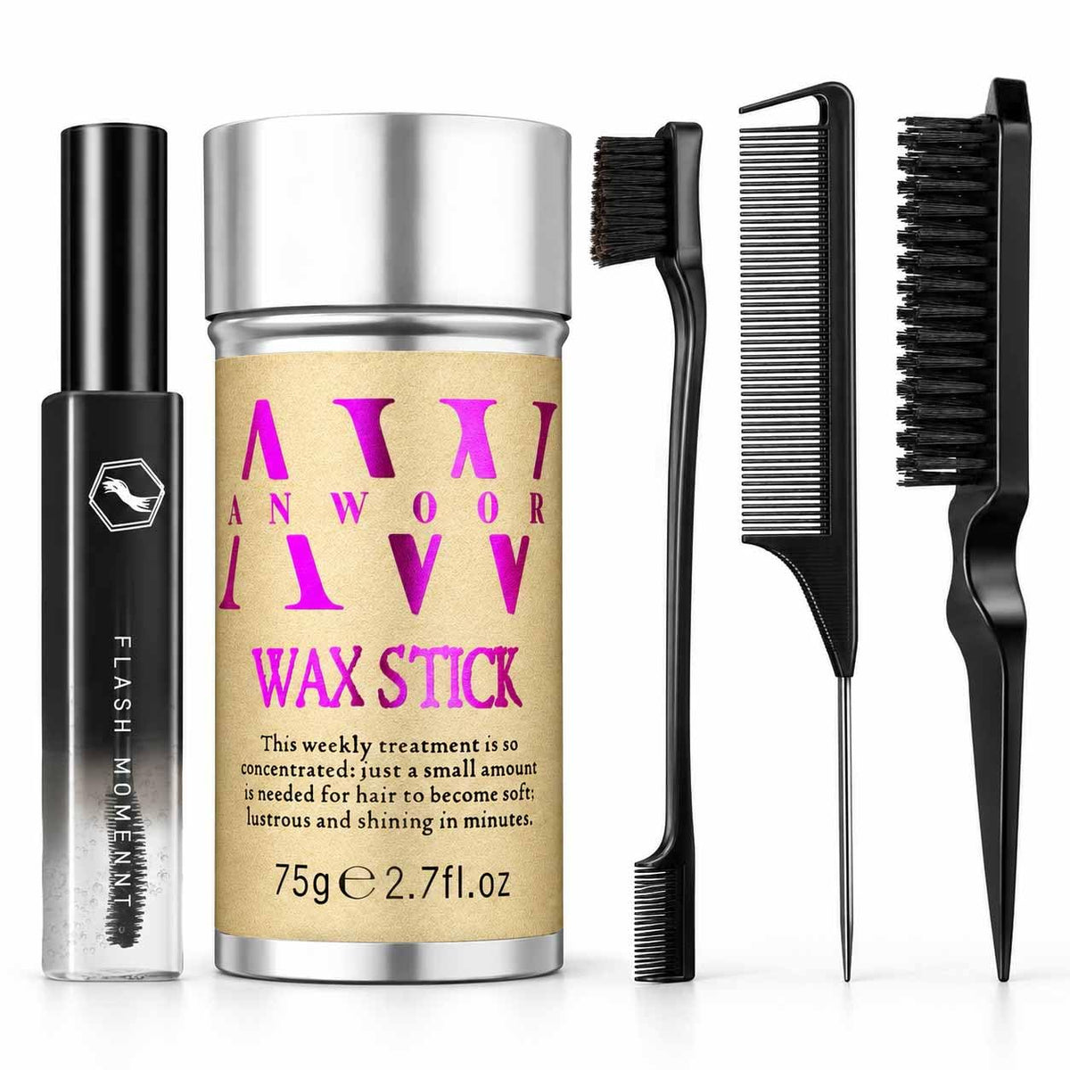 AnWoor Hair Wax Stick Slick Back Brush Taming Wand 5Pcs – product photo (Waxes)