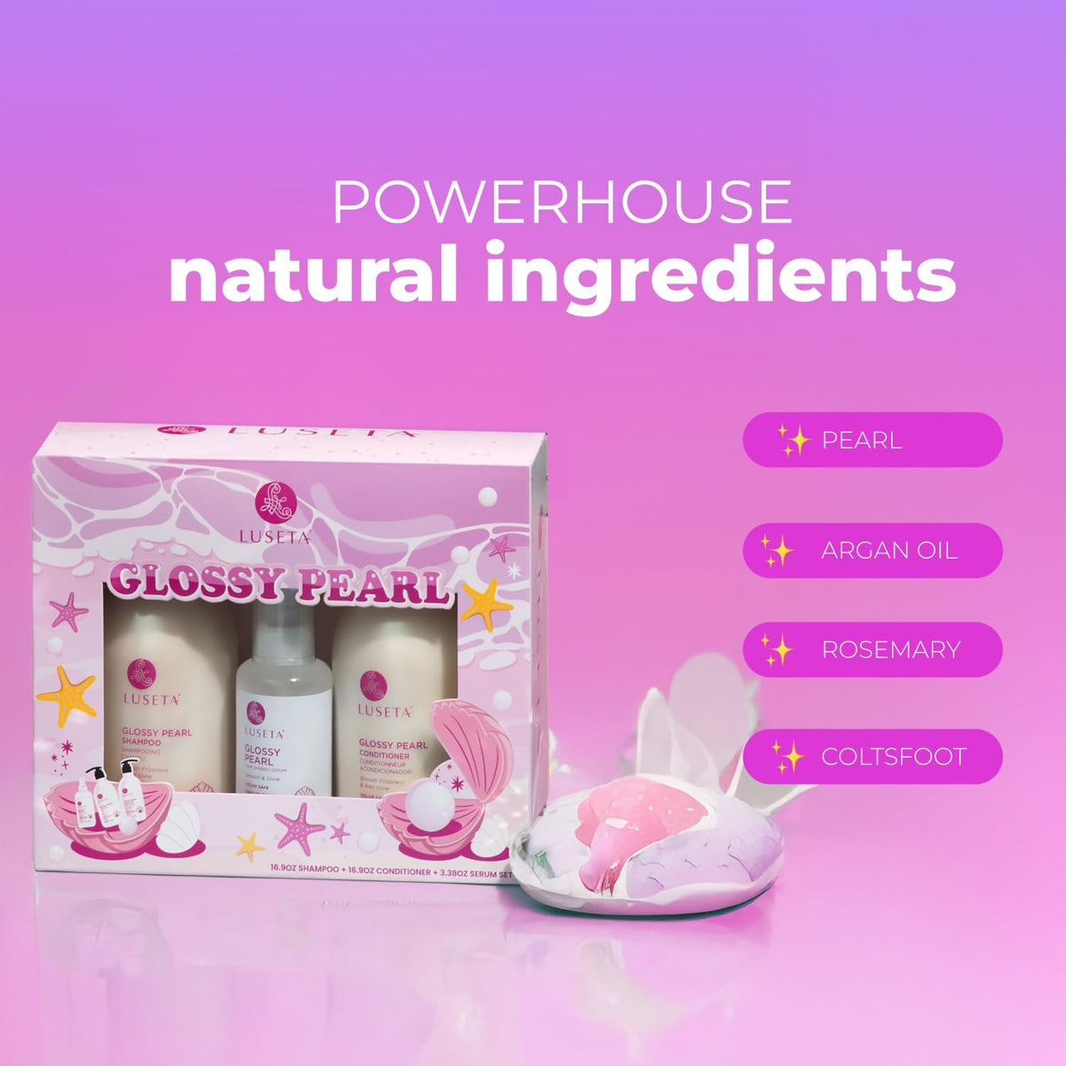 Luseta Glossy Pearl Hair Care Set Smooth Shine for Dull Hair - L LUSETA Official Imagery - 6