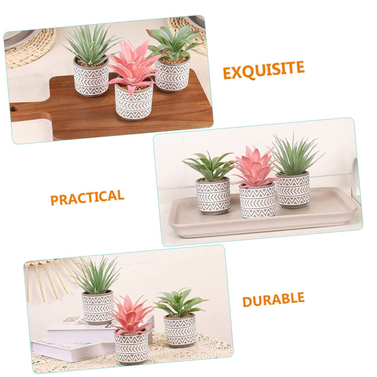 3Pcs Small Artificial Plants for Indoor Outdoor Decor Faux - Holibanna Official Imagery - 5