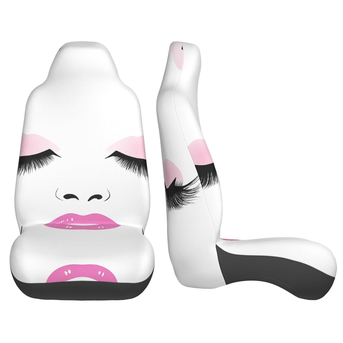 Eyelash Lip White Car Seat Covers Front Set 2pcs Universal - TOKLIHDTJ Official Imagery - 7