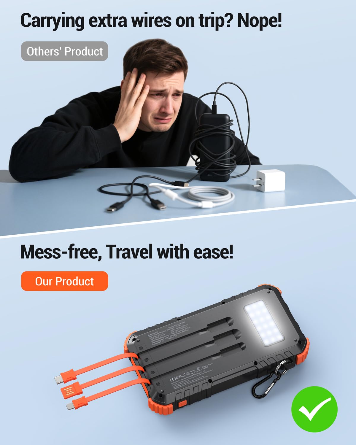 Solar Charger Power Bank 20000mAh Fast Battery Pack for Cell - Uukto Official Imagery - 3