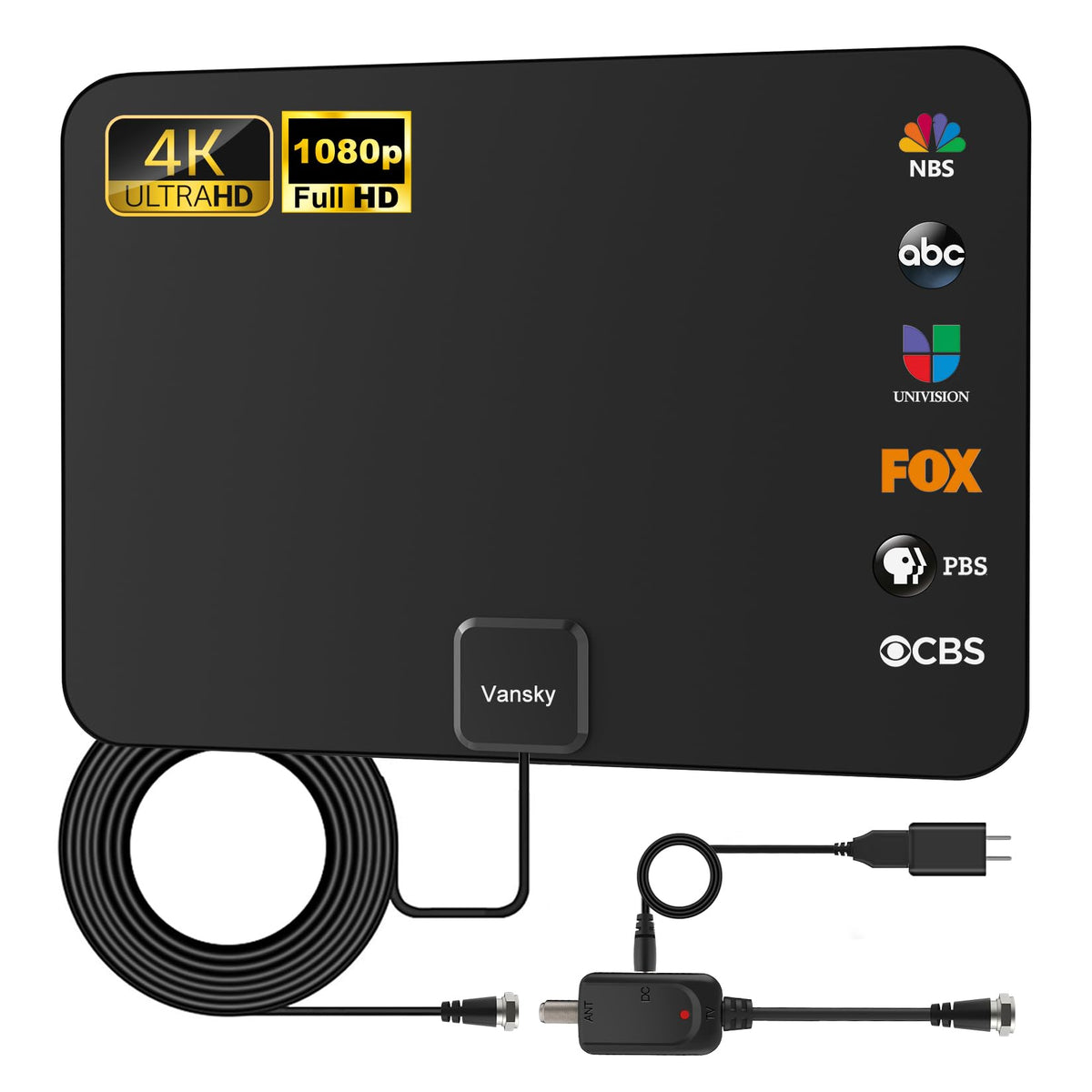 Vansky TV Antenna Indoor Digital Amplified Indoor HDTV Antenna – Black