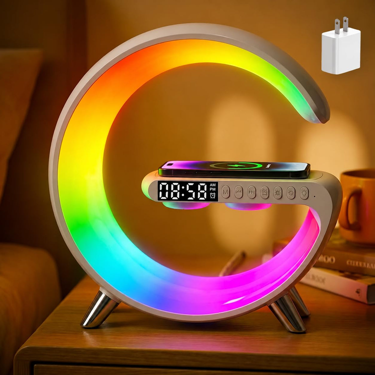 Smart LED Table Lamp 4 in 1 Wireless Charger with Speaker - VDZZ Official Imagery - 2