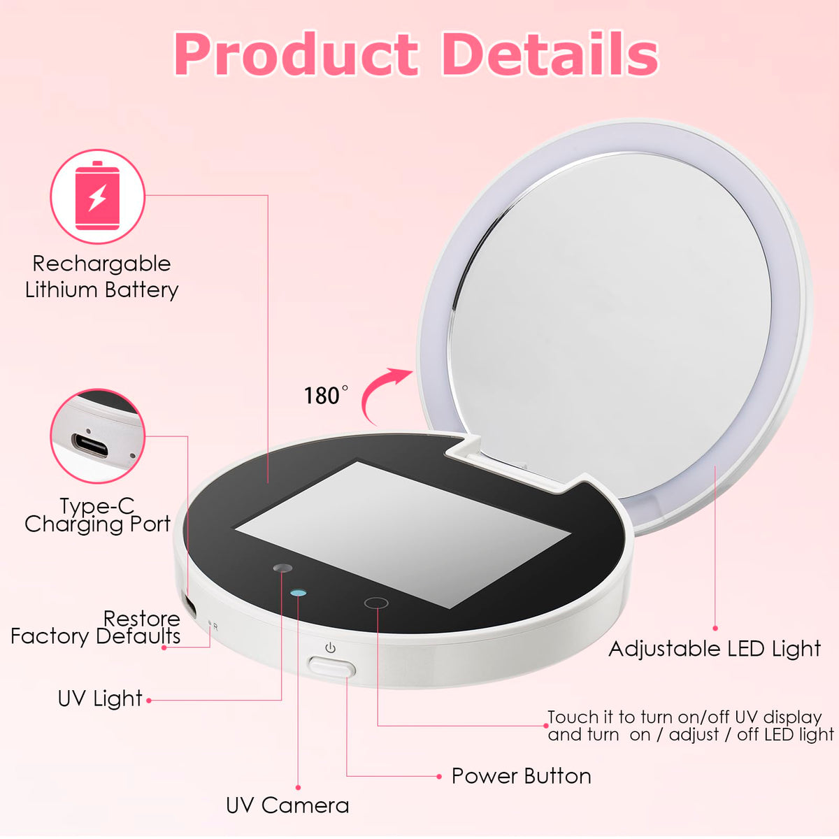 UV Camera for Sunscreen Test with 2X Magnifying Vanity - Vanexiss Official Imagery - 6