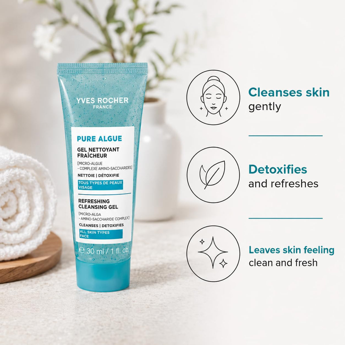 Yves Rocher Pure Algue Refreshing Cleansing Face Gel Mini - YVES ROCHER FRANCE Official Imagery - 6