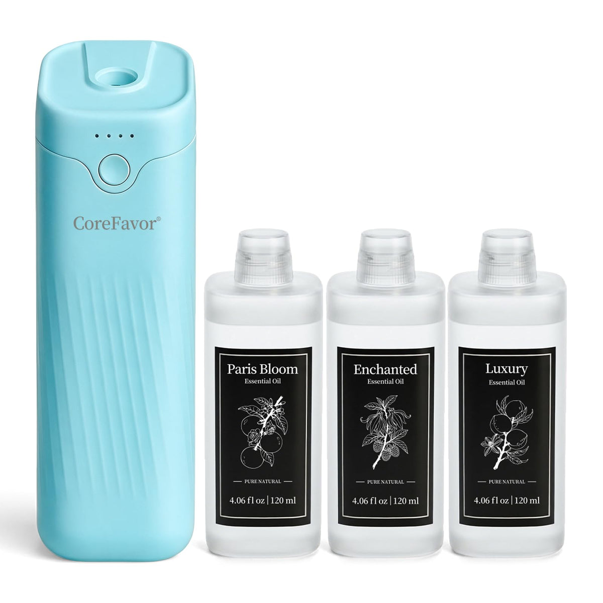 Waterless Essential Oil Diffuser with 3x120ml Oil - CoreFavor Official Imagery - 2