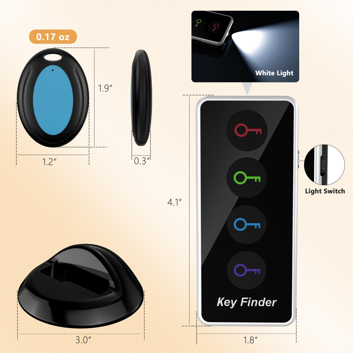 Jegoteer Lost Remote Finder Remote Control Finder Locator with LED – packaging and label