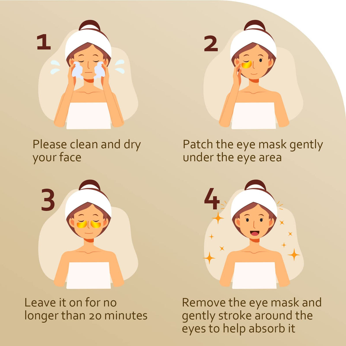 Taimand Under Eye Patches 24K Gold Eye Mask for Dark Circles – back view and specifications