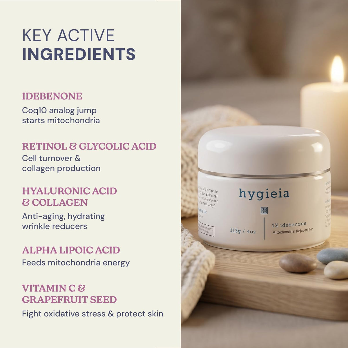 Hygieia 1 Idebenone Mitochondrial Cream for Face Neck - Hygieia + Official Imagery - 5