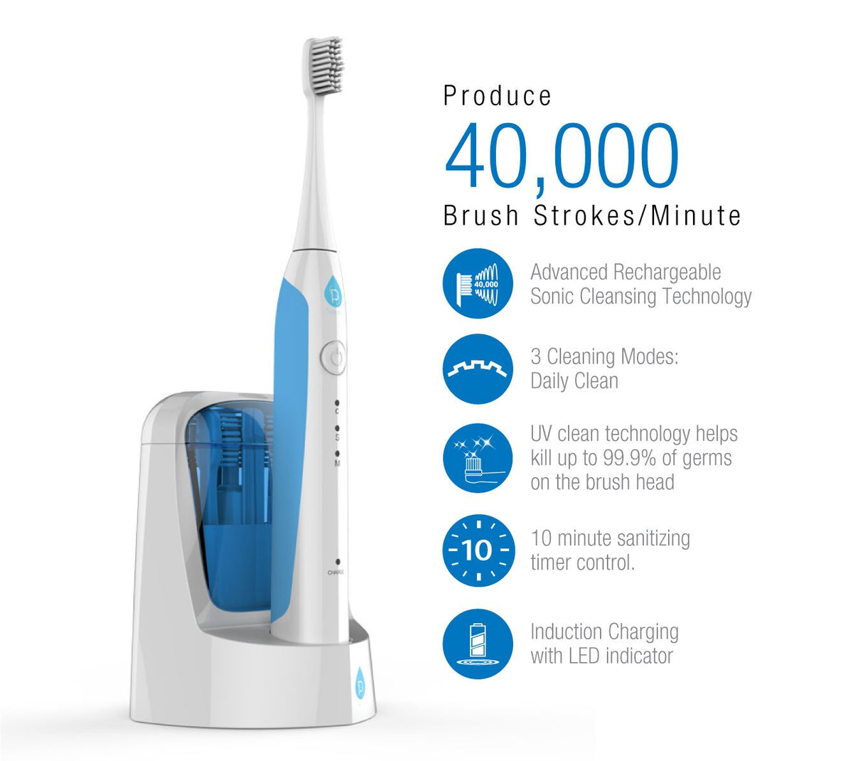 Pursonic S750 Sonic Toothbrush Smart Series Electronic Power - Pursonic Official Imagery - 3