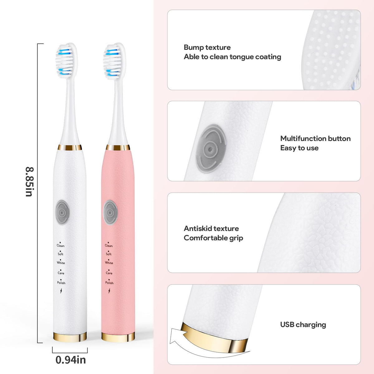 Dnil 2 Pack Rechargeable Sonic Toothbrush for Adults Long - Dnil Official Imagery - 7