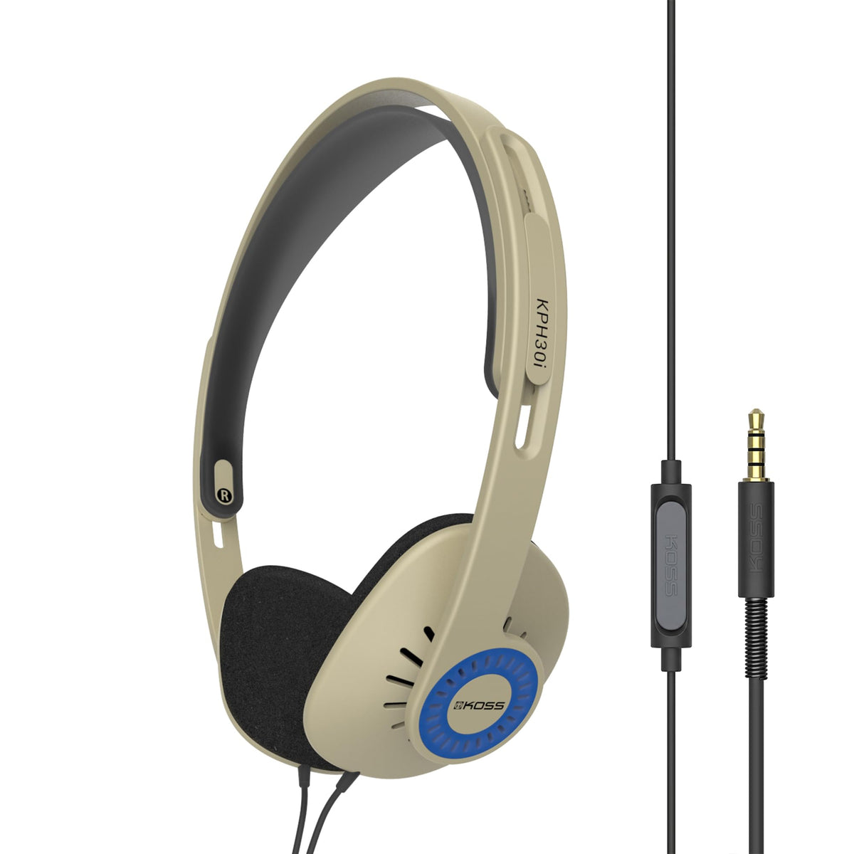 Koss KPH30i Retro Style On Ear Headphones Rhythm Beige – Rhythm Beige, Plastic