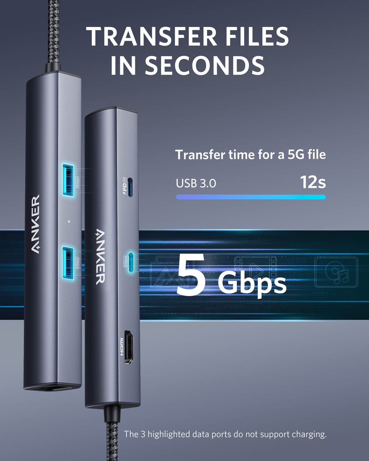 Anker USB C Hub with Ethernet 6 in 1 Multiport USB C to – alternate angle