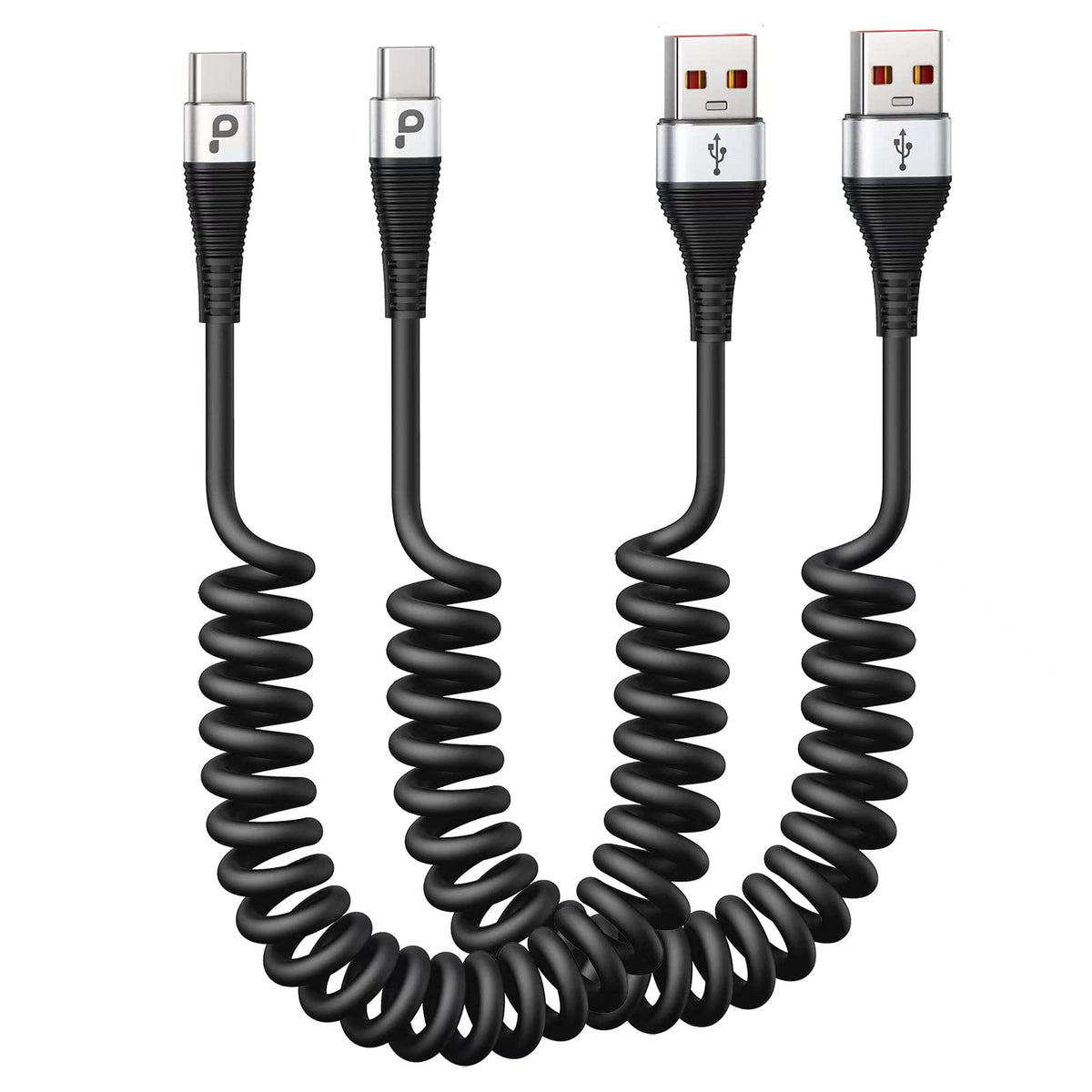 PRAKIE USB C Cable Fast Charging 2Pack 3ft Coiled USB A to Type C – product photo (USB Cables)
