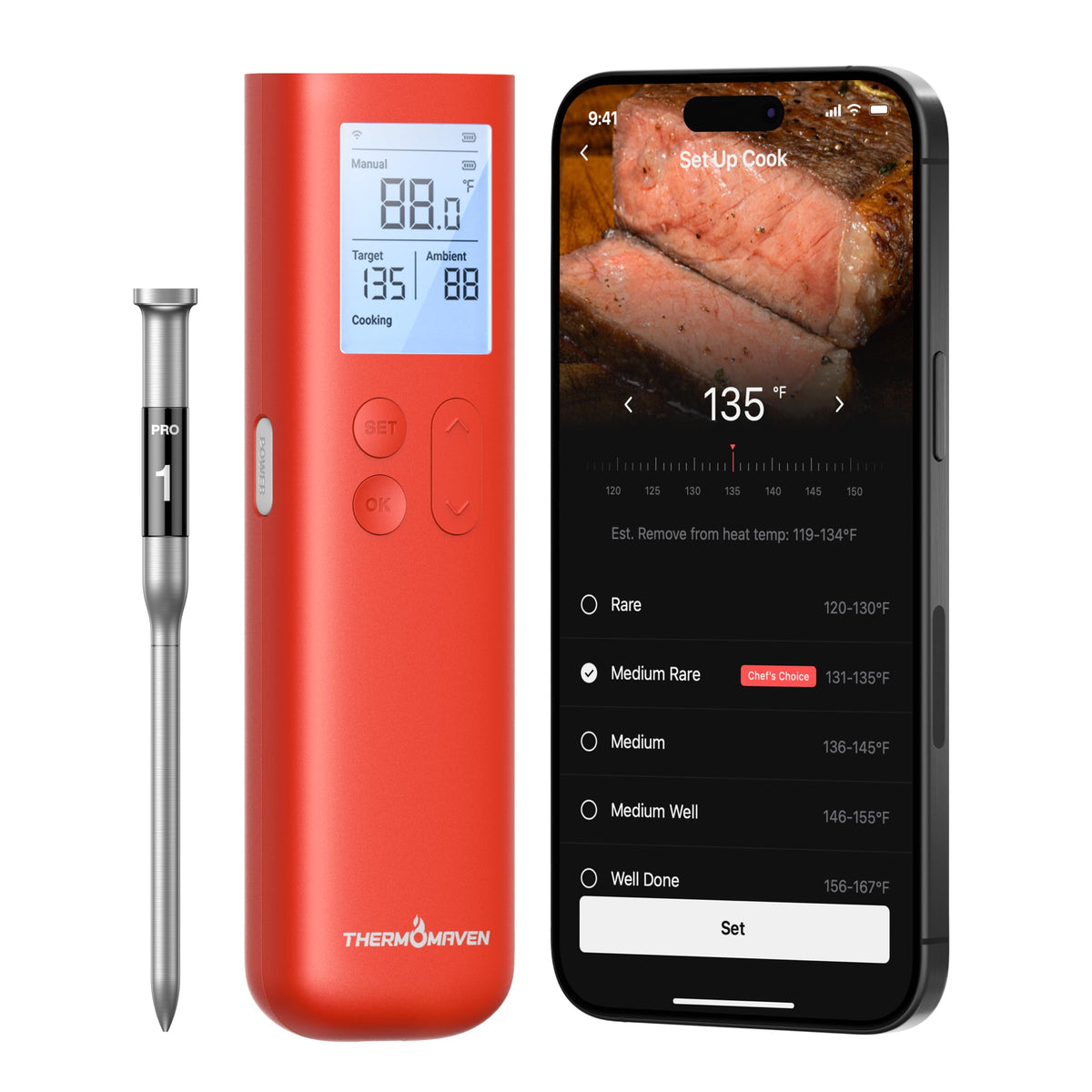 ThermoMaven Sub 1G Smart Wireless Meat Thermometer with - ThermoMaven Official Imagery - 2