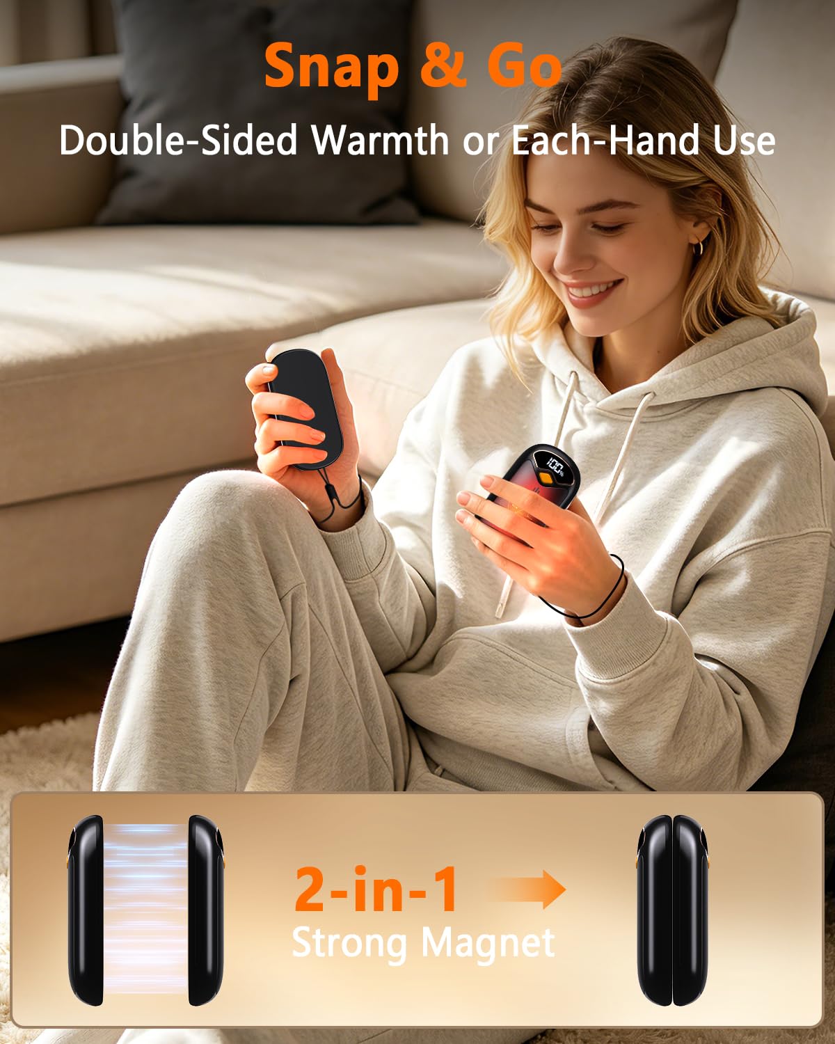 BEYYON Hand Warmers Rechargeable – full view, size 3.8*2*0.7"