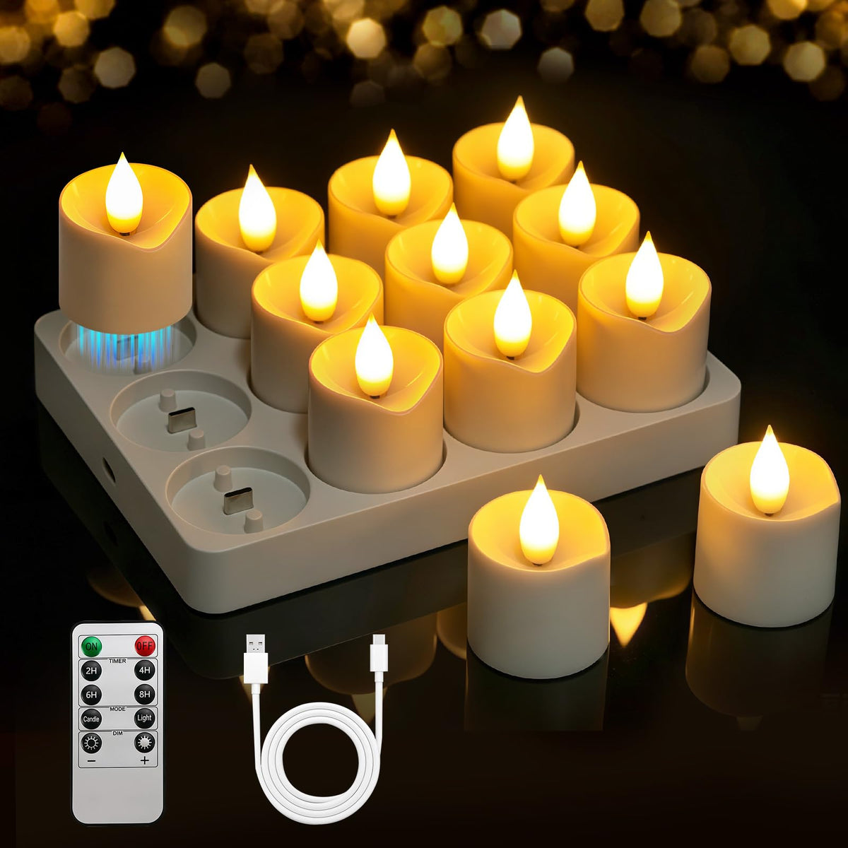 Rechargeable Tea Lights Candles 12 Pack Flameless Candles - Lacasa Official Imagery - 2