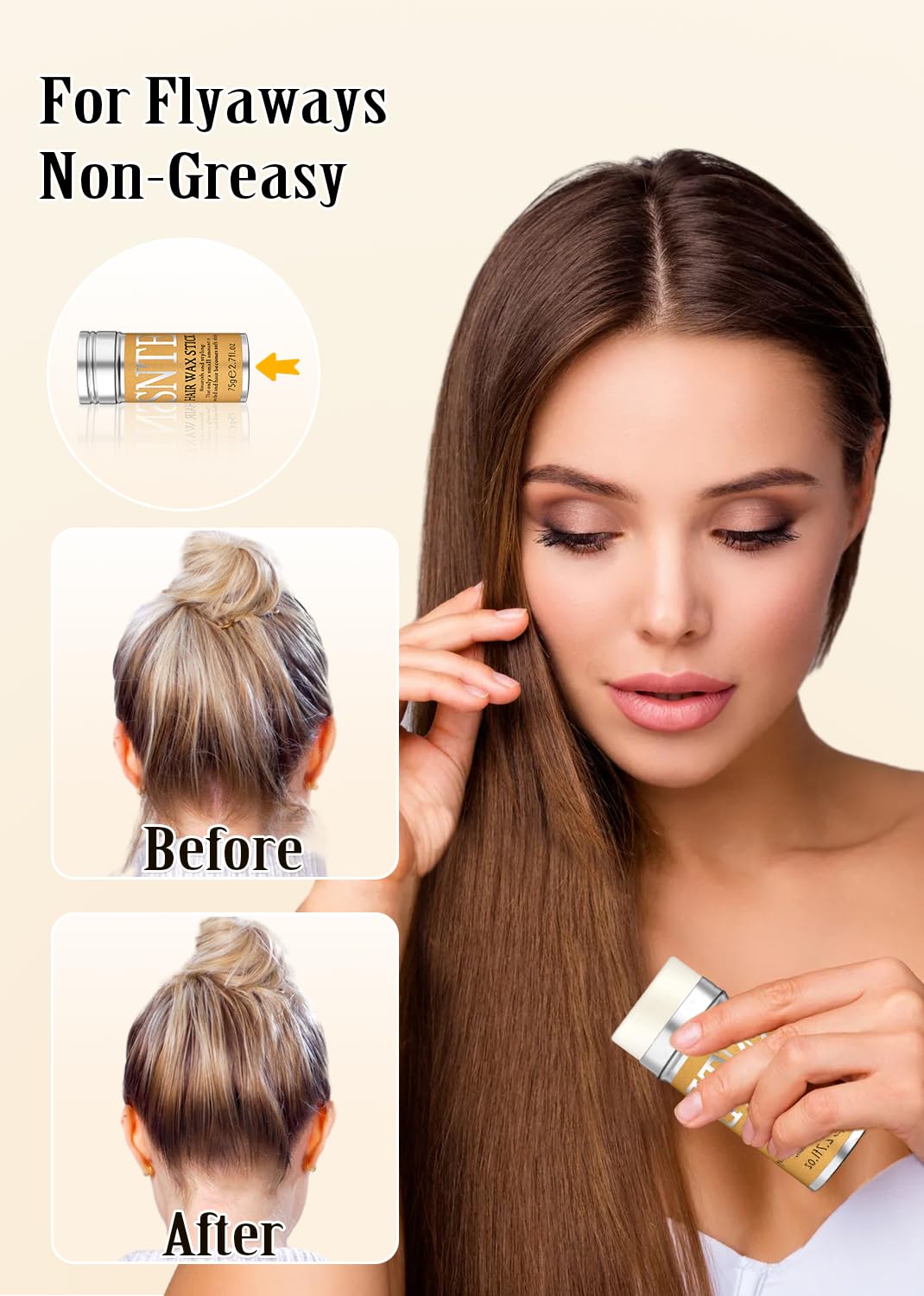 Samnyte Slick Back Hair Brush Hair Wax Stick Set – close-up detail