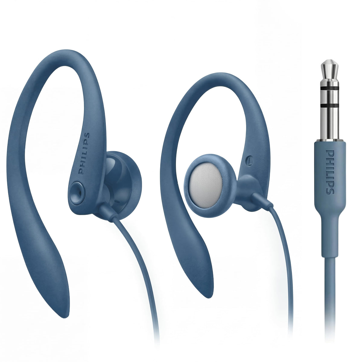 Premium Selection PHILIPS SHS3200BL Flexible Earhook Headphones Blue – product photo (Open-Ear Headphones)