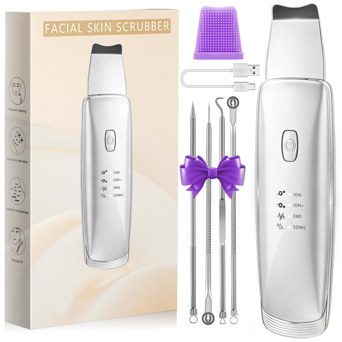 Blackhead Remover Tools 4 in 1 Skin Scrubber Face Spatula - Virviuandy Official Imagery - 1