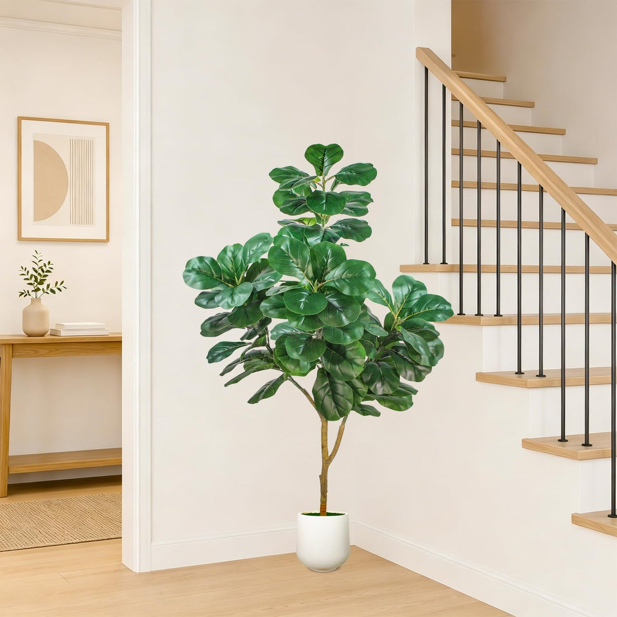 Artificial Fiddle Leaf Fig Tree 5ft Realistic Fake Plants - Aoxiwhcse Official Imagery - 3