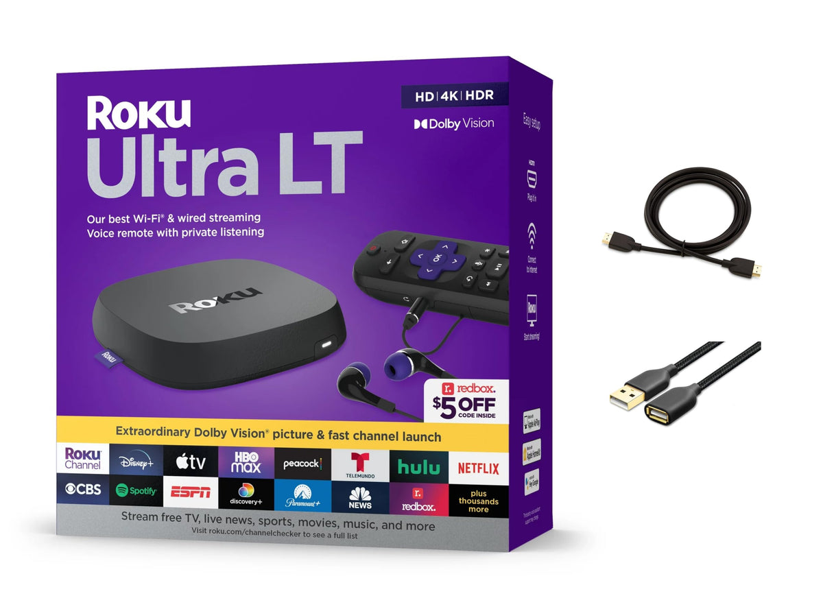 Roku Ultra LT Streaming Device 4K HDR Dolby Vision Dual Band – Black or White