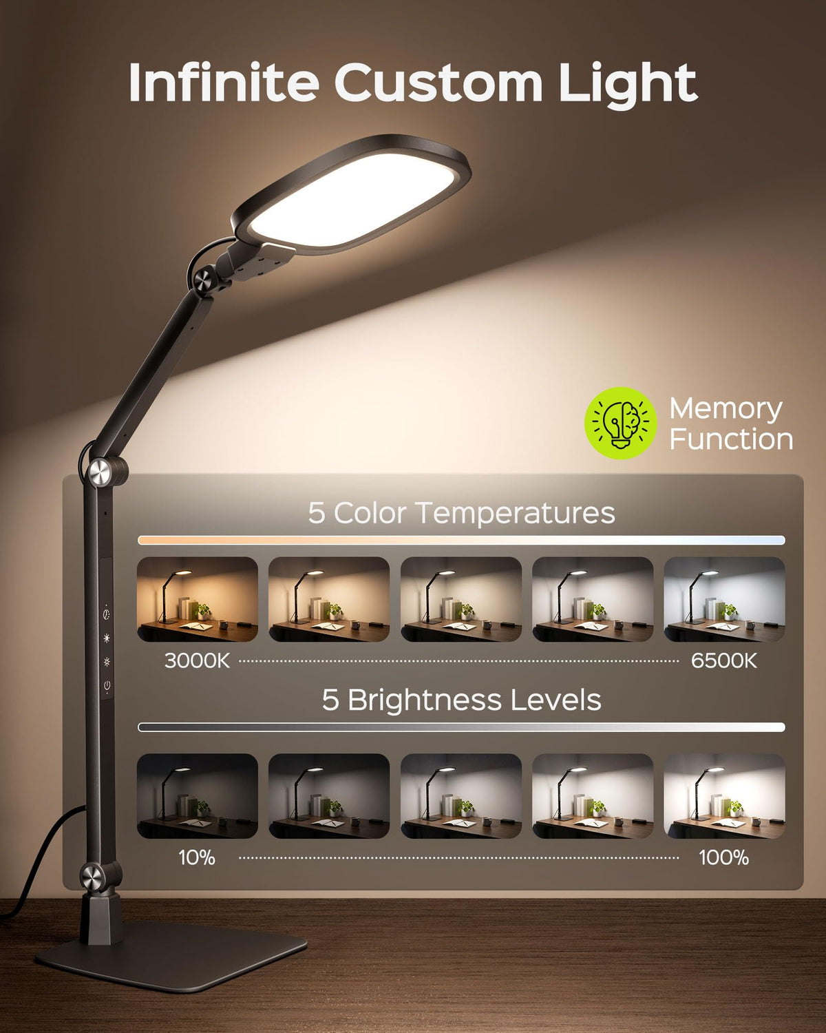 LED Desk Lamps for Home Office 18W Bright Soft Video - JACKYLED Official Imagery - 5