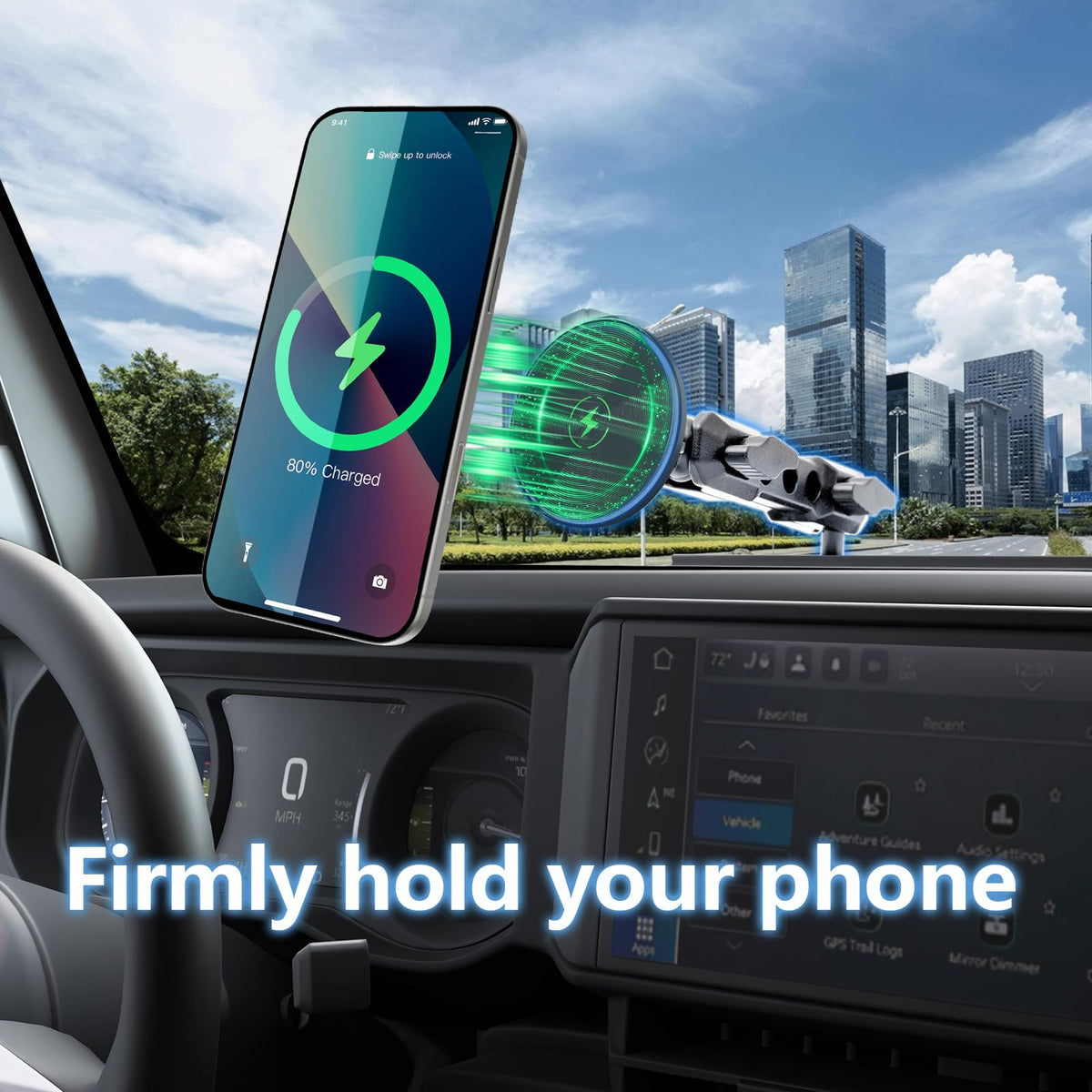 Wireless Phone Holder for 2024 2026 Jeep Wrangler JL JLU - ZKJAYOE Official Imagery - 4