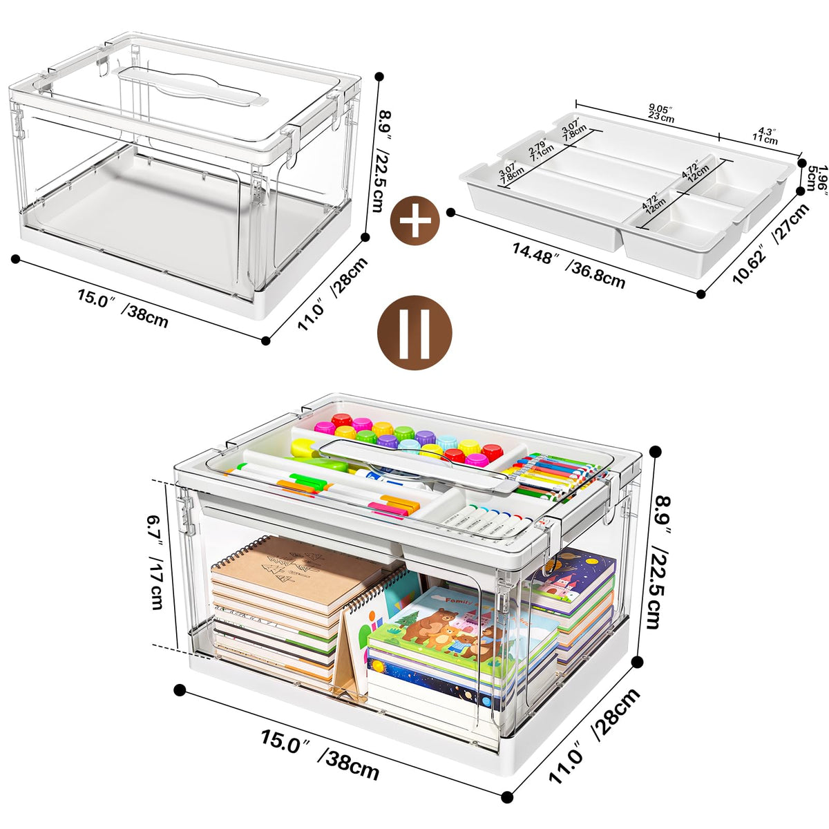 24QT 2Packs Clear Craft Organizers and Storage with Trays - GeeBom Official Imagery - 4