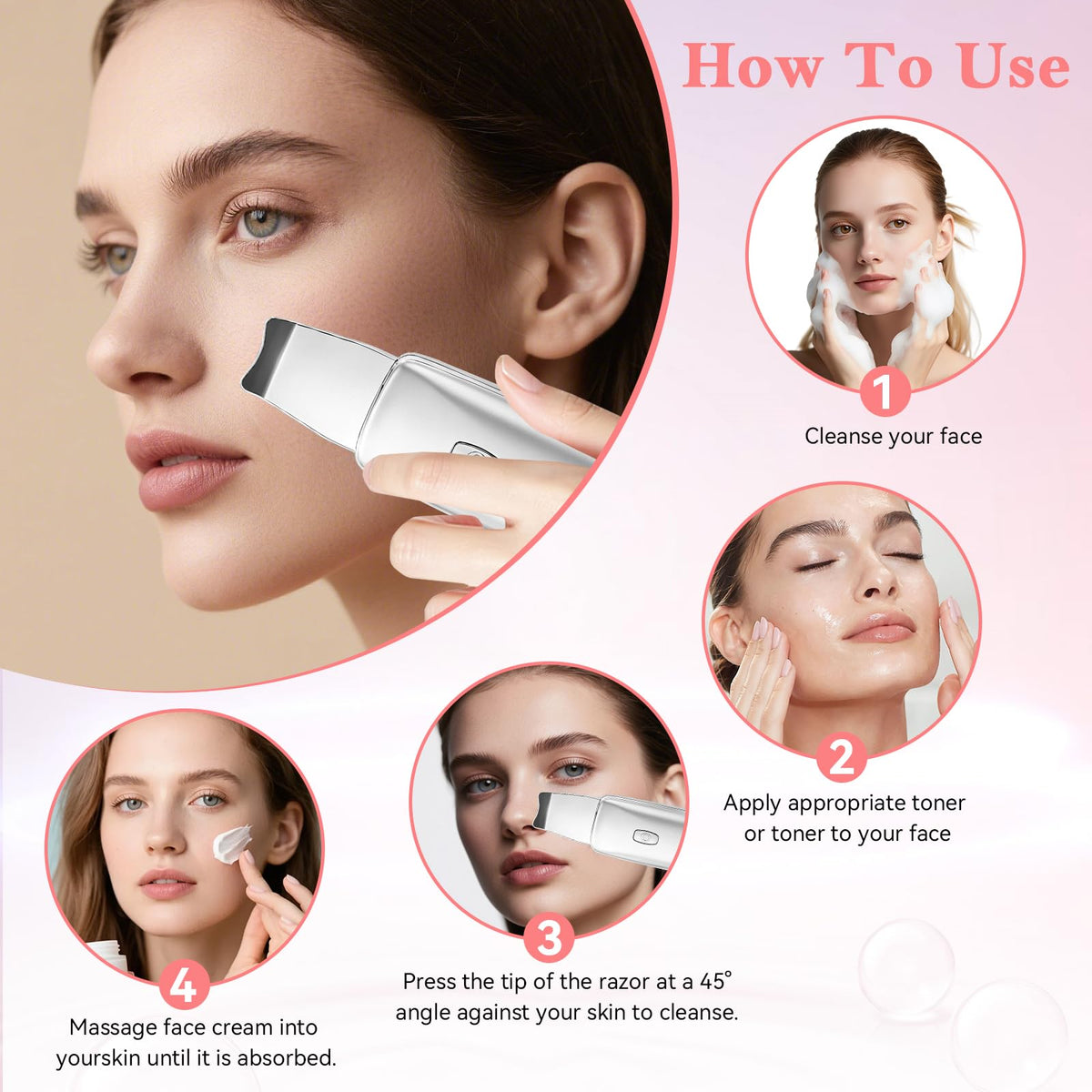 Blackhead Remover Tools 4 in 1 Skin Scrubber Face Spatula - Virviuandy Official Imagery - 6