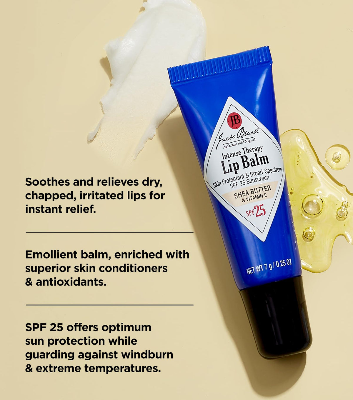 Premium Selection Jack Black Intense Therapy Sunscreen Lip Balm SPF 25 – packaging and label