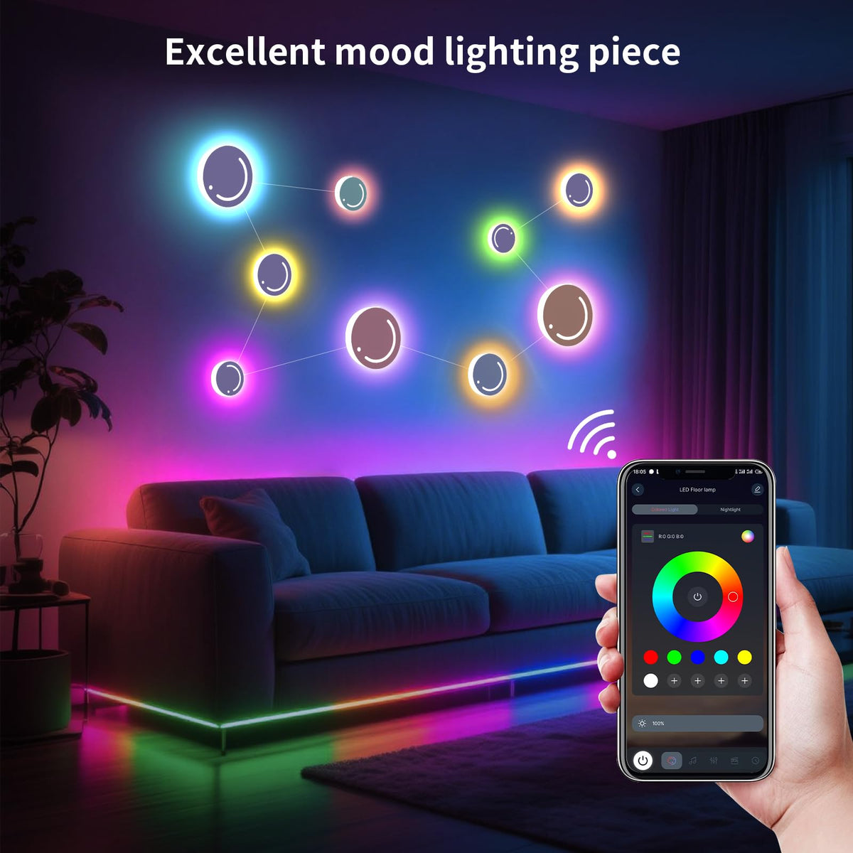 KANTUTOE Smart LED Wall Lights 9 Piece RGB LED Light with - KANTUTOE Official Imagery - 3