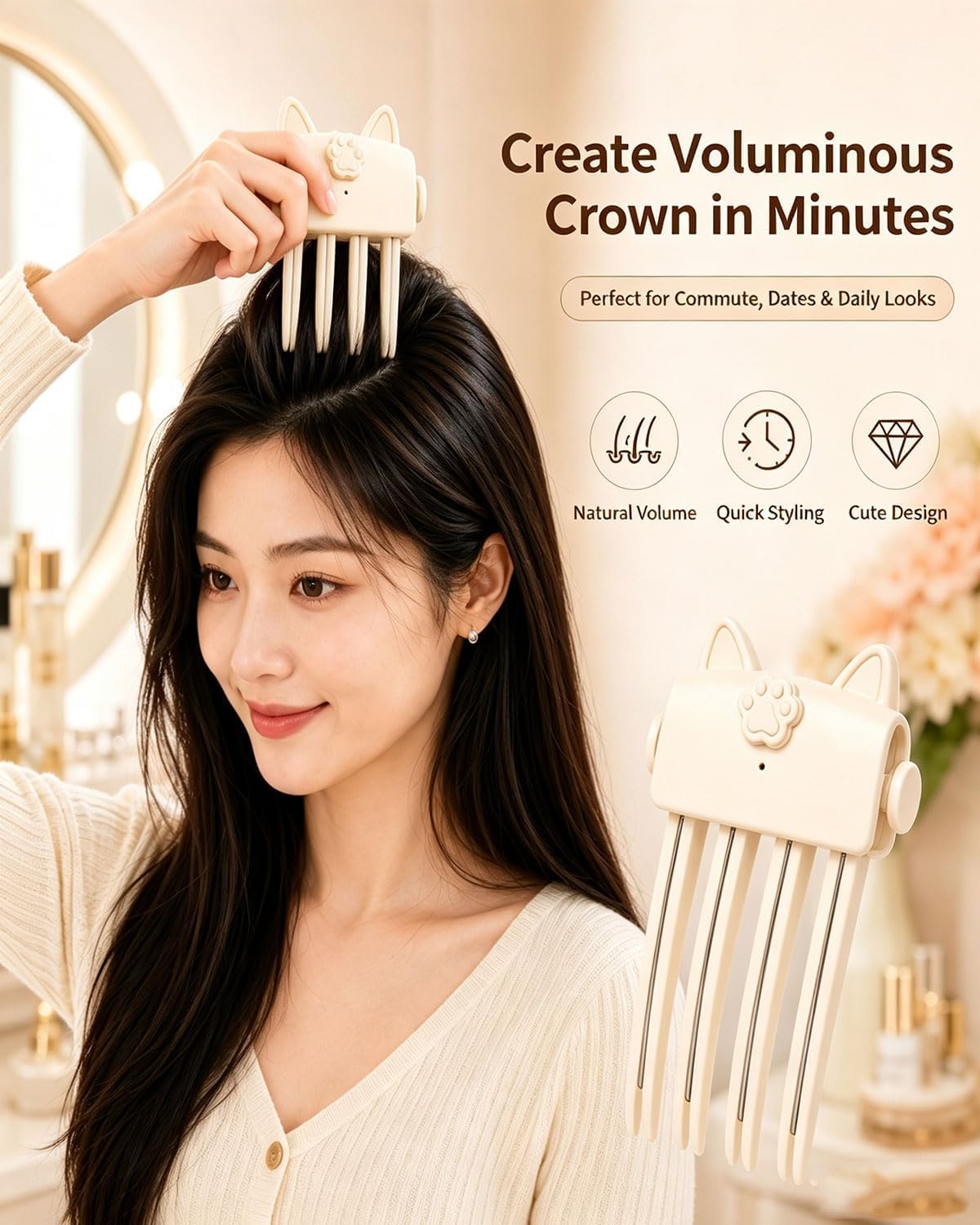 Cat Paw Heating Comb Wireless Heated Volumizing Root Lift - Premium Selection Official Imagery - 4