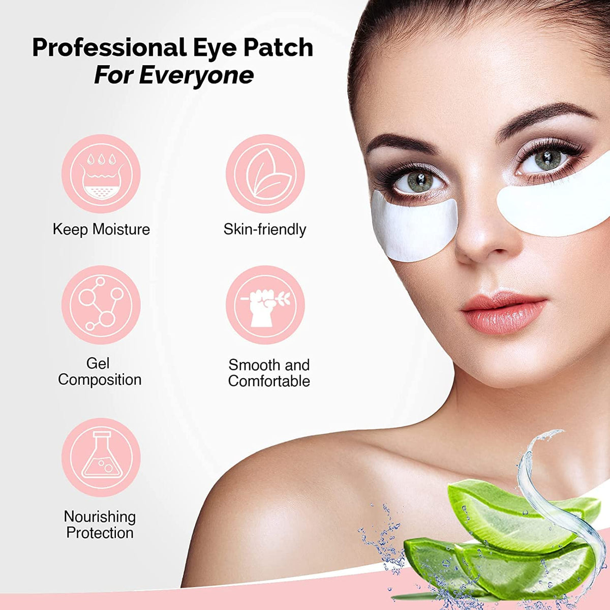 100 Pairs GreenLife Natural Hydrogel Eye Gel Pads - Collagen and Aloe Vera Patches for Under Eyes - Eyelash Extension Ki
