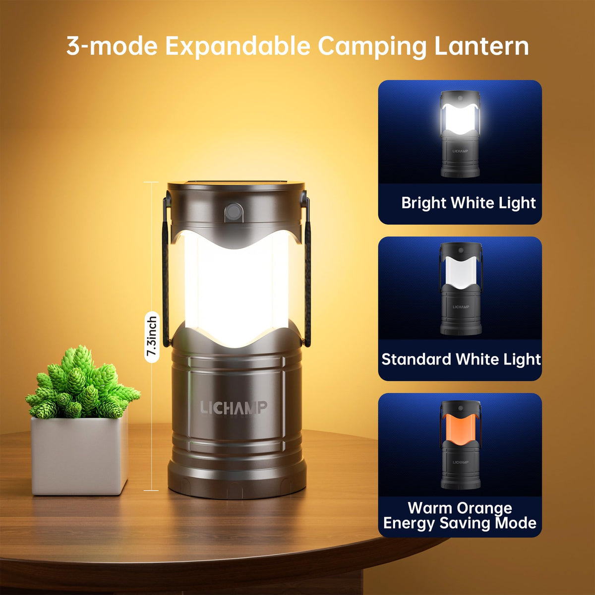 Lichamp 4 Pack Solar Camping Lantern USB Rechargeable LED - Lichamp Official Imagery - 4