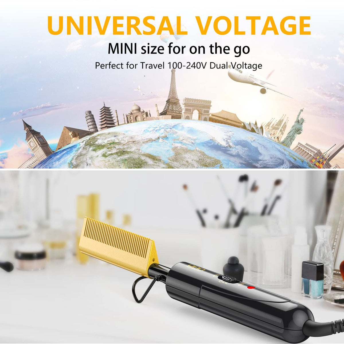 DAN Technology hot Comb Electric for Wigs Dual Voltage for – full view