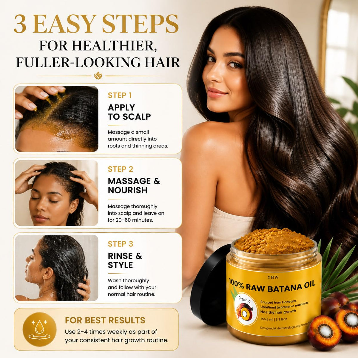 Raw Batana Oil for Hair Growth by Dr Sebi Organic Raw - YBW Official Imagery - 7