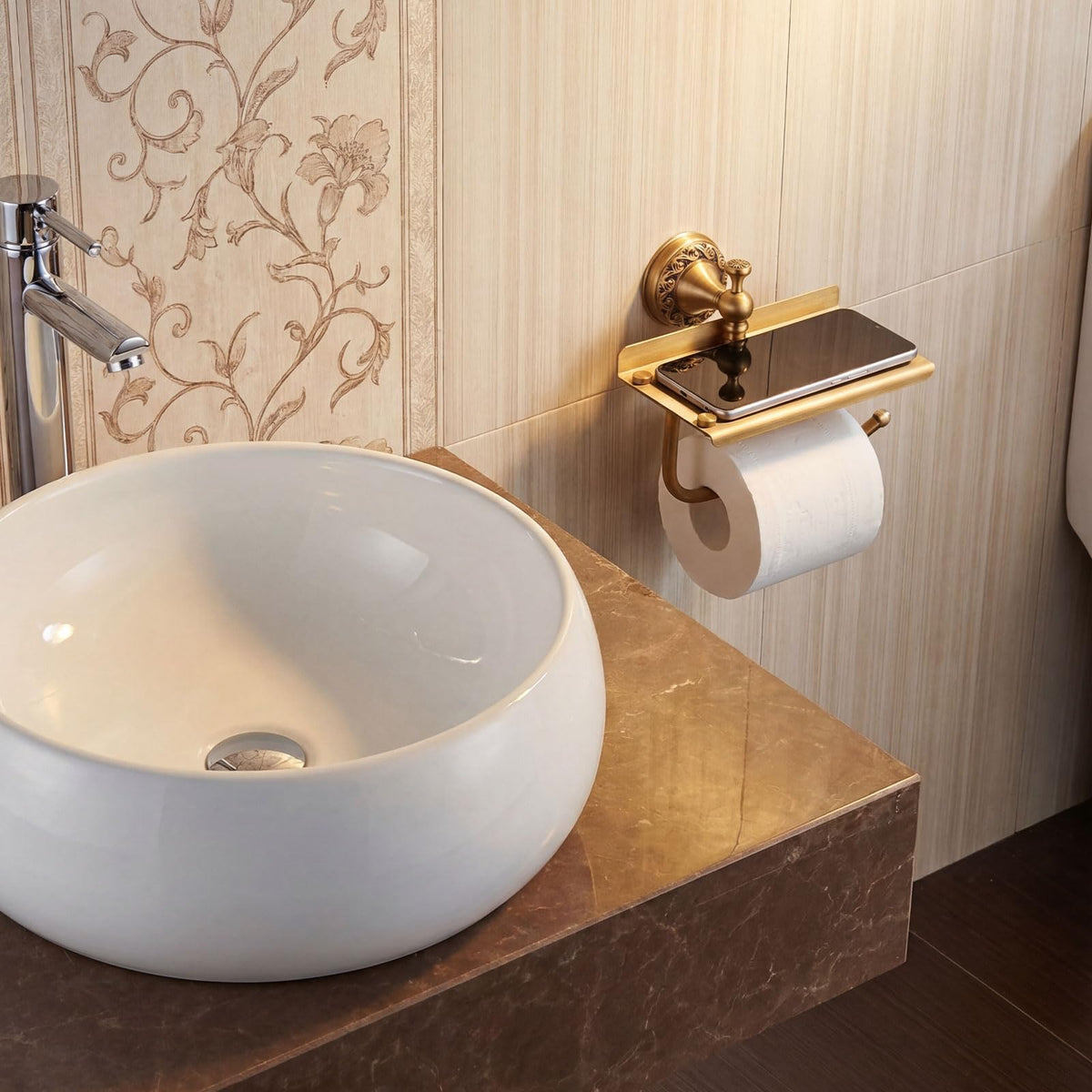 2 Pcs Antique Brass Toilet Paper Holder Towel Ring Set with - Otoolling Official Imagery - 6