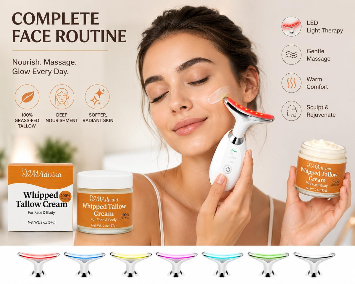 Whipped Tallow Cream with LED Light Facial Massager 100 - MAdivina Official Imagery - 3