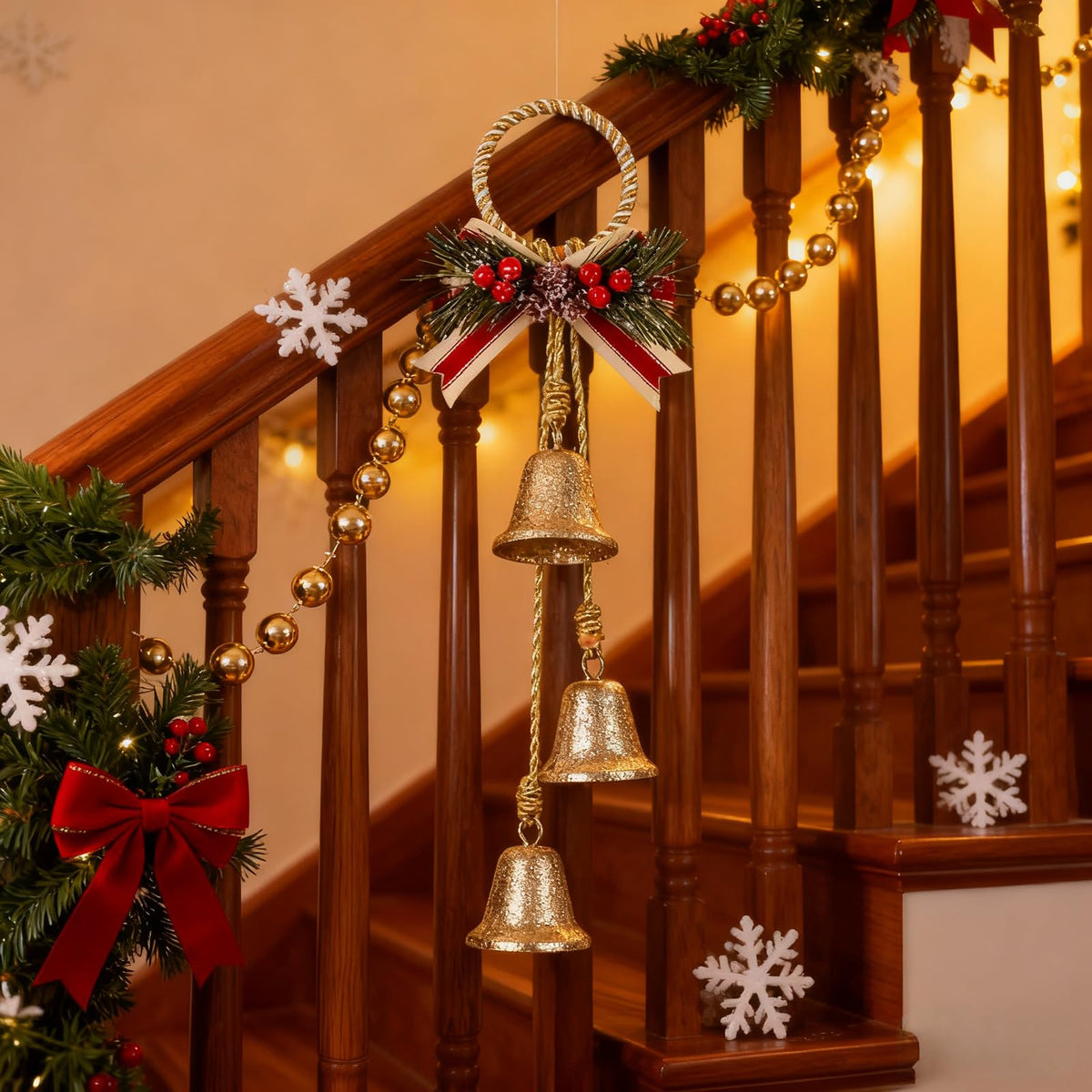 Relbud Christmas Bells Decorations Jingle Bell Hanging Decorative – back view and specifications