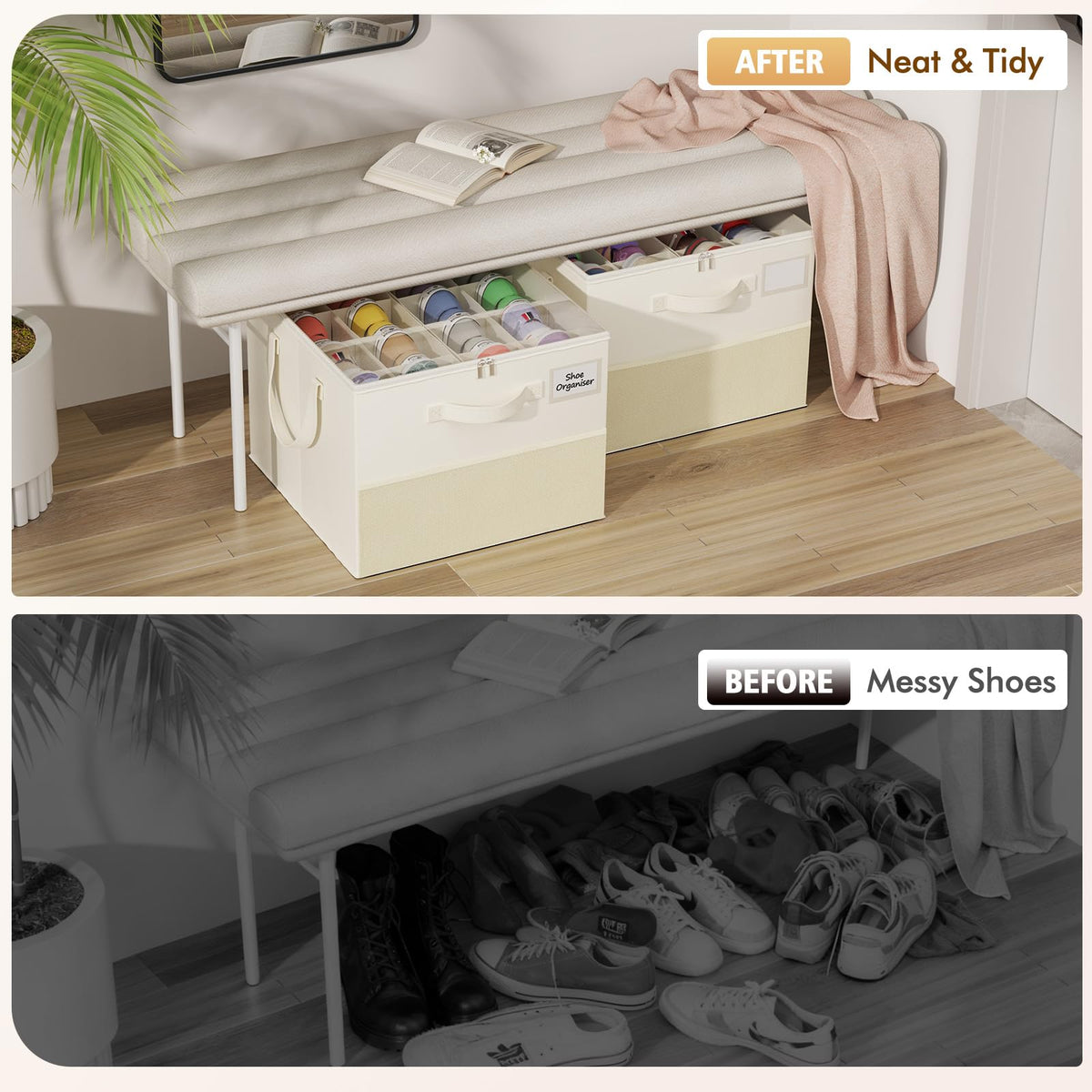 Plus Size 2 Pack Shoe Organizer for Closet Foldable Shoe - NestOrganix Official Imagery - 5