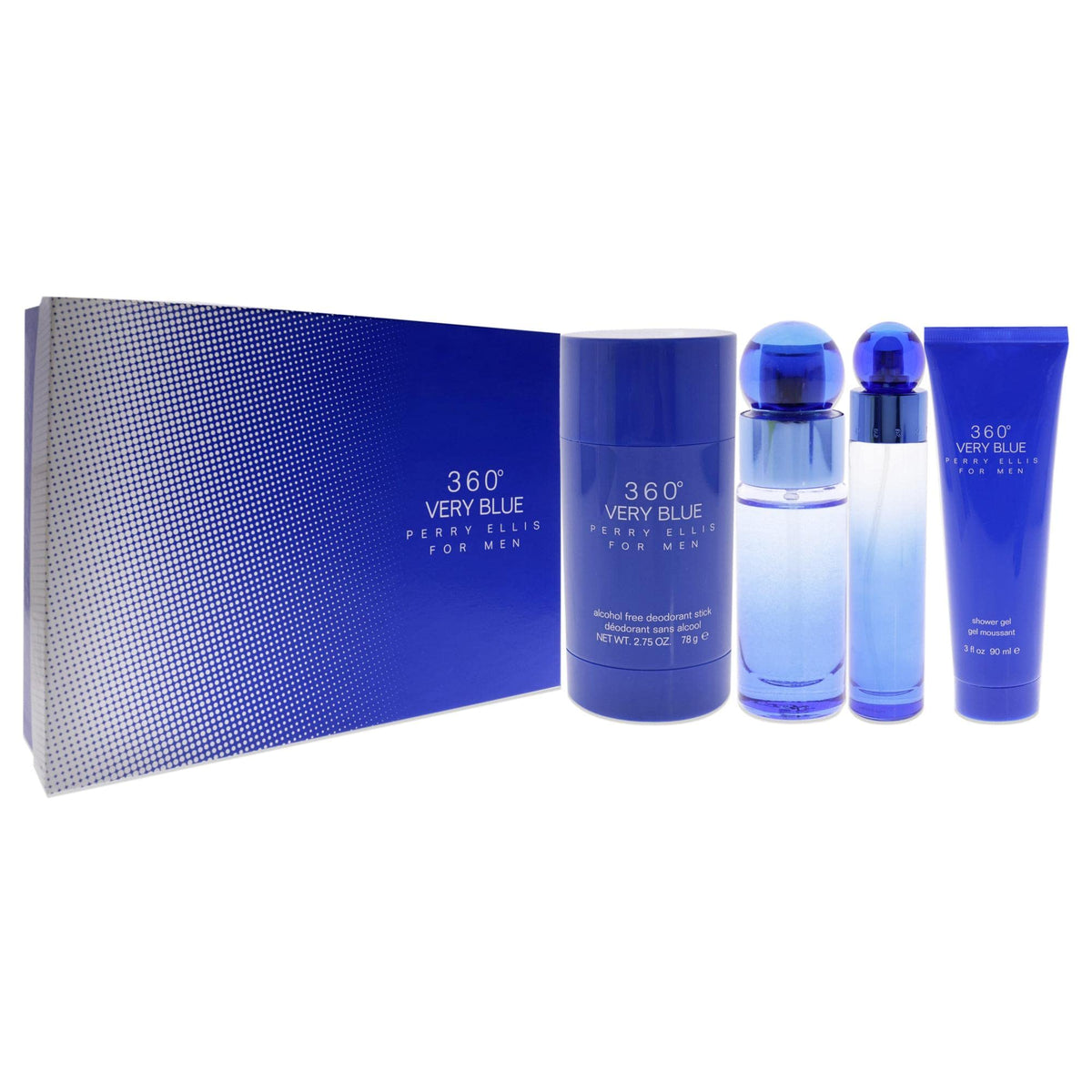 Perry Ellis 360 Very Blue For Men 4 PCS Eau De Toilette Gift - Perry Ellis Official Imagery - 4