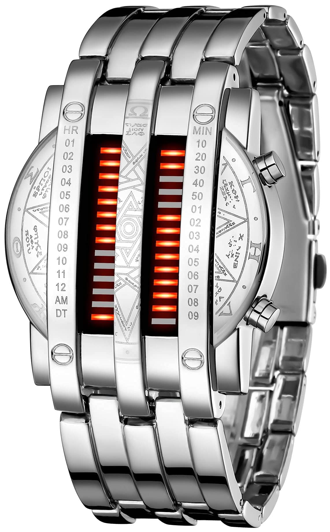 FANMIS Creative Mens Binary Matrix Blue LED Digital Watch – alternate angle