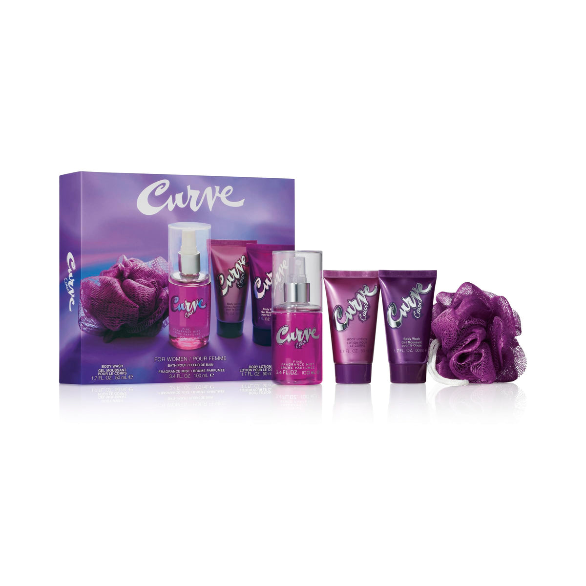 Curve Crush for Women 4 Piece Fragrance Gift Set 3 4 fl oz