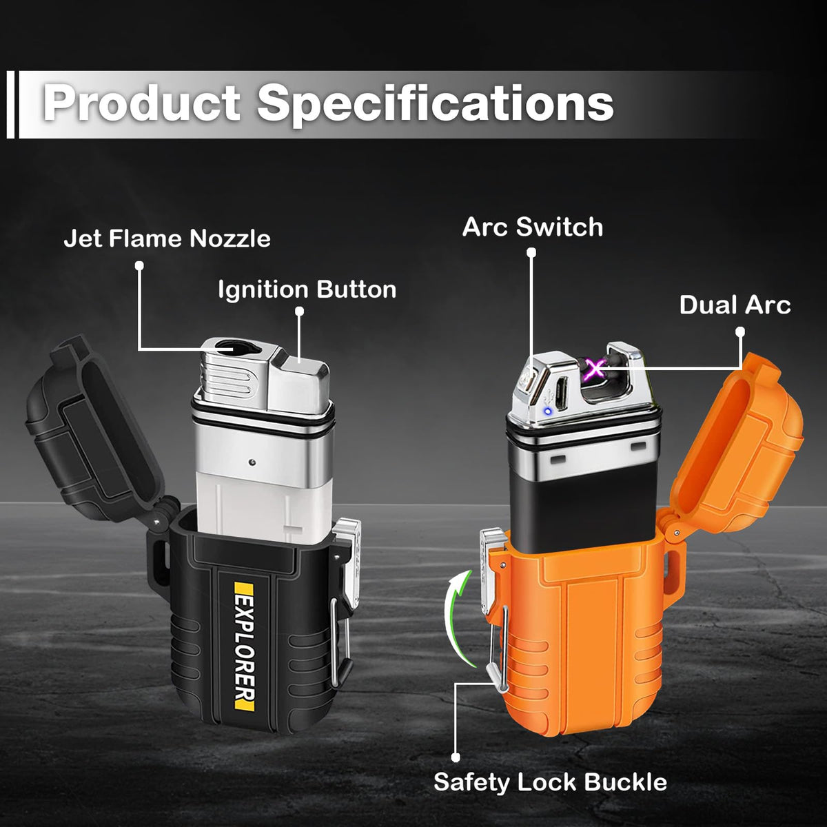 Laffizz 2 Pack Waterproof Lighter Outdoor Windproof Torch Lighters – full view