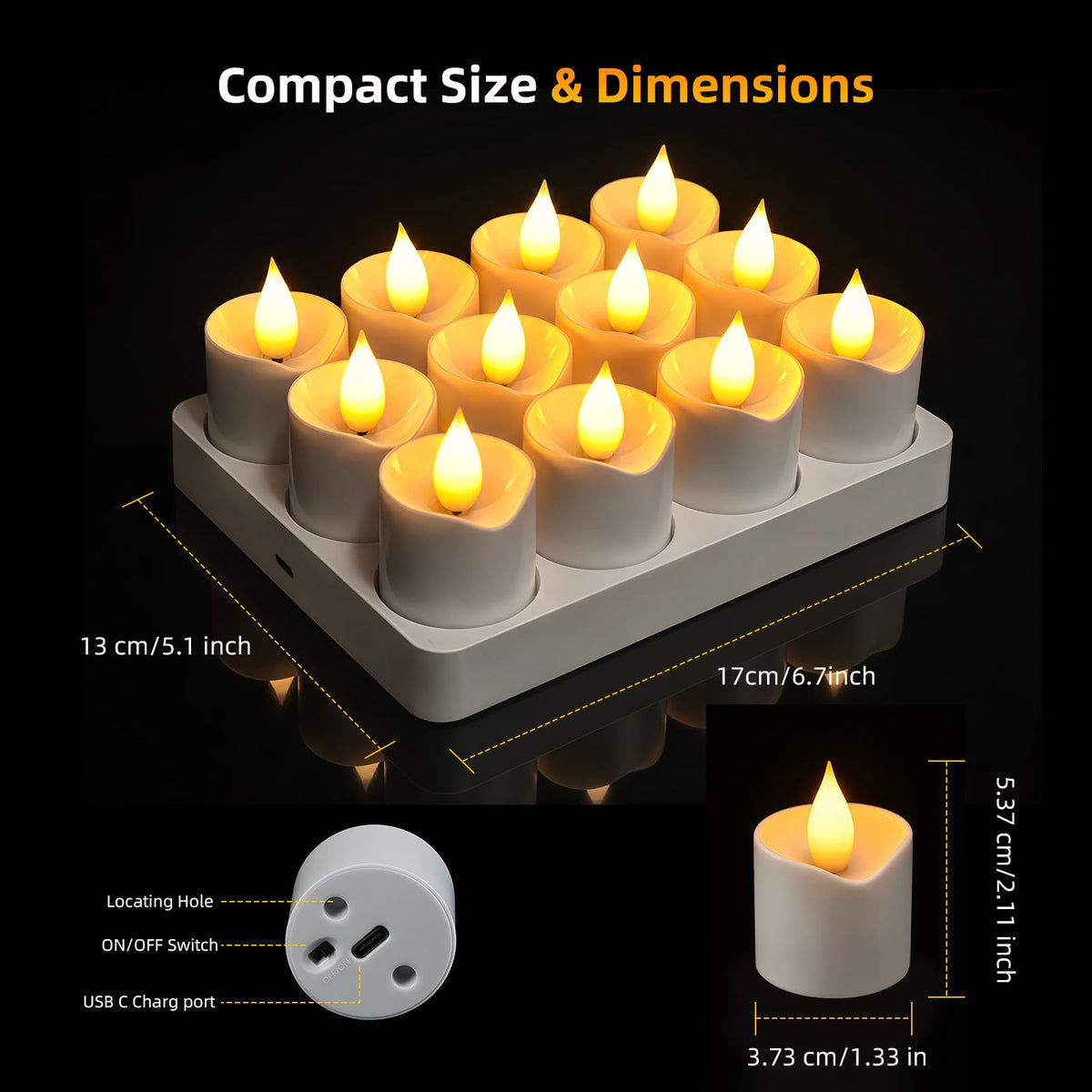 Rechargeable Tea Lights Candles 12 Pack Flameless Candles - Lacasa Official Imagery - 8