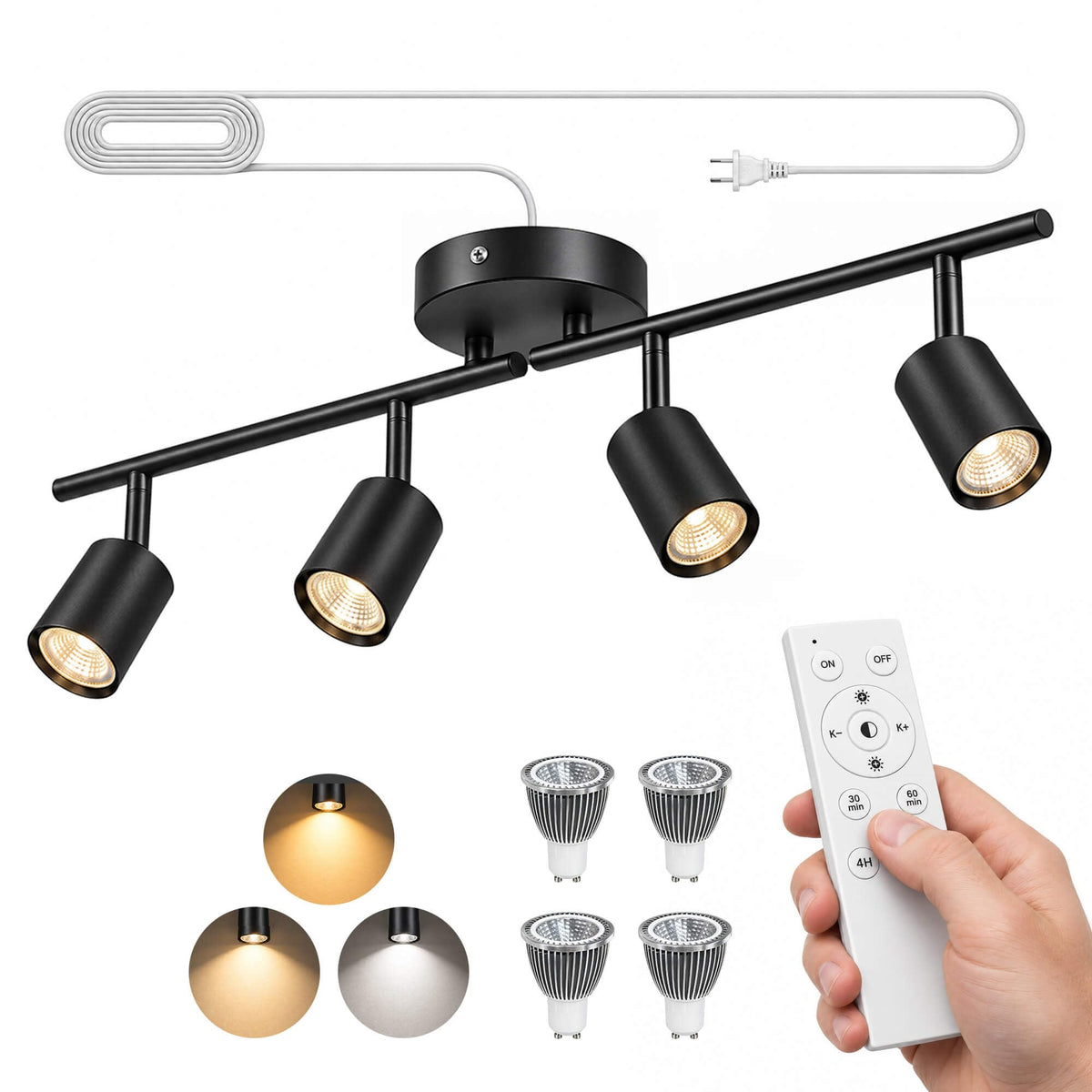 Gardenreet 4 Light Plug in Track Lighting Kit Ceiling - Gardenreet Official Imagery - 1