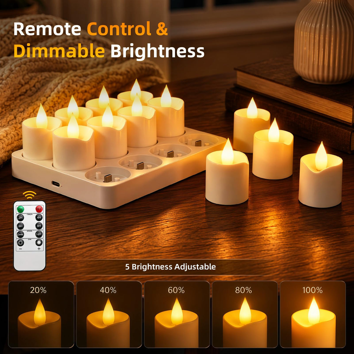 Rechargeable Tea Lights Candles 12 Pack Flameless Candles - Lacasa Official Imagery - 3