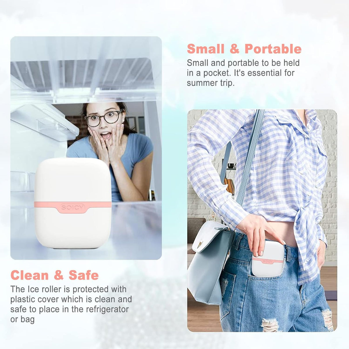 Leeshine Ice Roller Set for Face and Eyes – back view and specifications